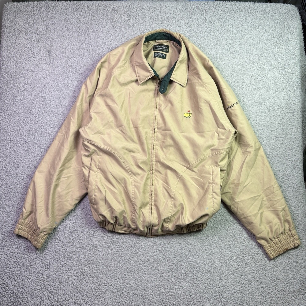 Augusta Masters Jacket Mens Large Beige Golf Performance Harrington Lightweight